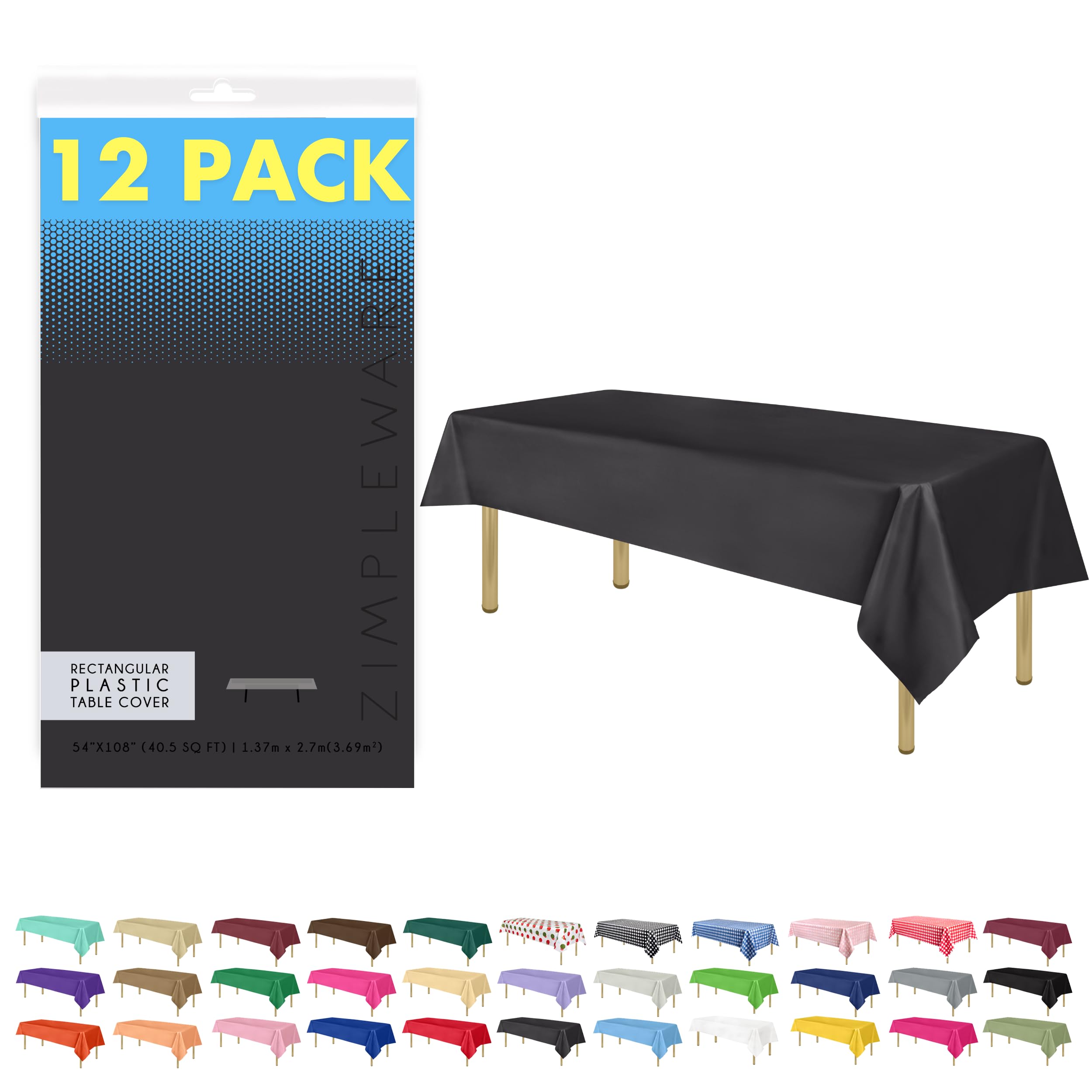 ZIMPLEWARE Premium Orange Plastic Table Cloth Disposable (12 Pk) Plastic... 