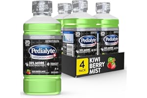 Pedialyte AdvancedCare Plus Electrolyte Solution, Kiwi Berry Mist, Hydration Drink Has PreActiv Prebiotics, 1 Liter, Pack of 4