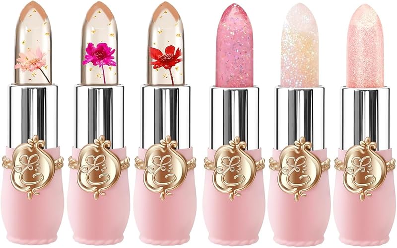 HOPHAT Flower Jelly Lipstick 6Pcs Color Change Lip Balm Set