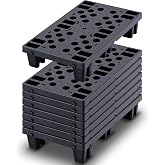 8 Pcs Plastic Pallets for Basement Storage, 19.6 x 11.8 x 3.9 Inch, Black | Nestable Moisture Waterproof Lightweight Floor Pallets with Breathable Grid for Indoor Outdoor, Supermarket, Warehouse,Sale
