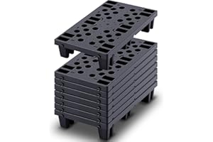 Singhoow 8 Pcs Plastic Pallets for Basement Storage Nestable Moisture Waterproof Lightweight Floor Pallets with Breathable Grid for Indoor Outdoor Supermarket Warehouse (19.6 x 11.8 x 3.9 Inch,Black)