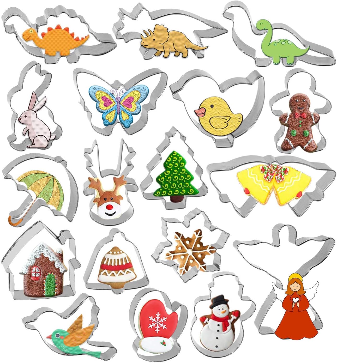 Cookie Cutter Set, Gyvazla 10PCS Cookie Cutter Stainless Steel Snowflake, Tree, Gingerbread Boy