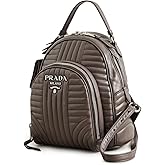 Prada Women's Pre-Loved Grey Calfskin Diagramme Backpack, Grey, One Size