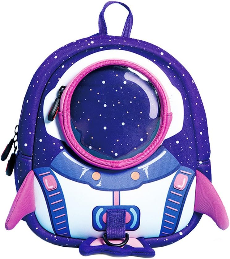 NANAHouse Toddlers Baby Anti-Lost Lovely 3D Cartoon Rocket Lightweight Backpack (Small Purple)