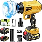 Leaf Blower Cordless with Battery and Charger 1000,000 RPM Handheld Lightweight Patio Cleaning Blower Set Extended Nozzle Design Blowing Leaves and Dust Car Dryer (Yellow)