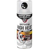 Rust-Oleum High Heat 5-in-1 Spray Paint, Gloss Clear | 5 Spray Patterns | Heat Resistant to 2000 F | Ceramic Formula | Gas &amp; Oil Resistant | Stops Rust Formula | Any-Angle Spray