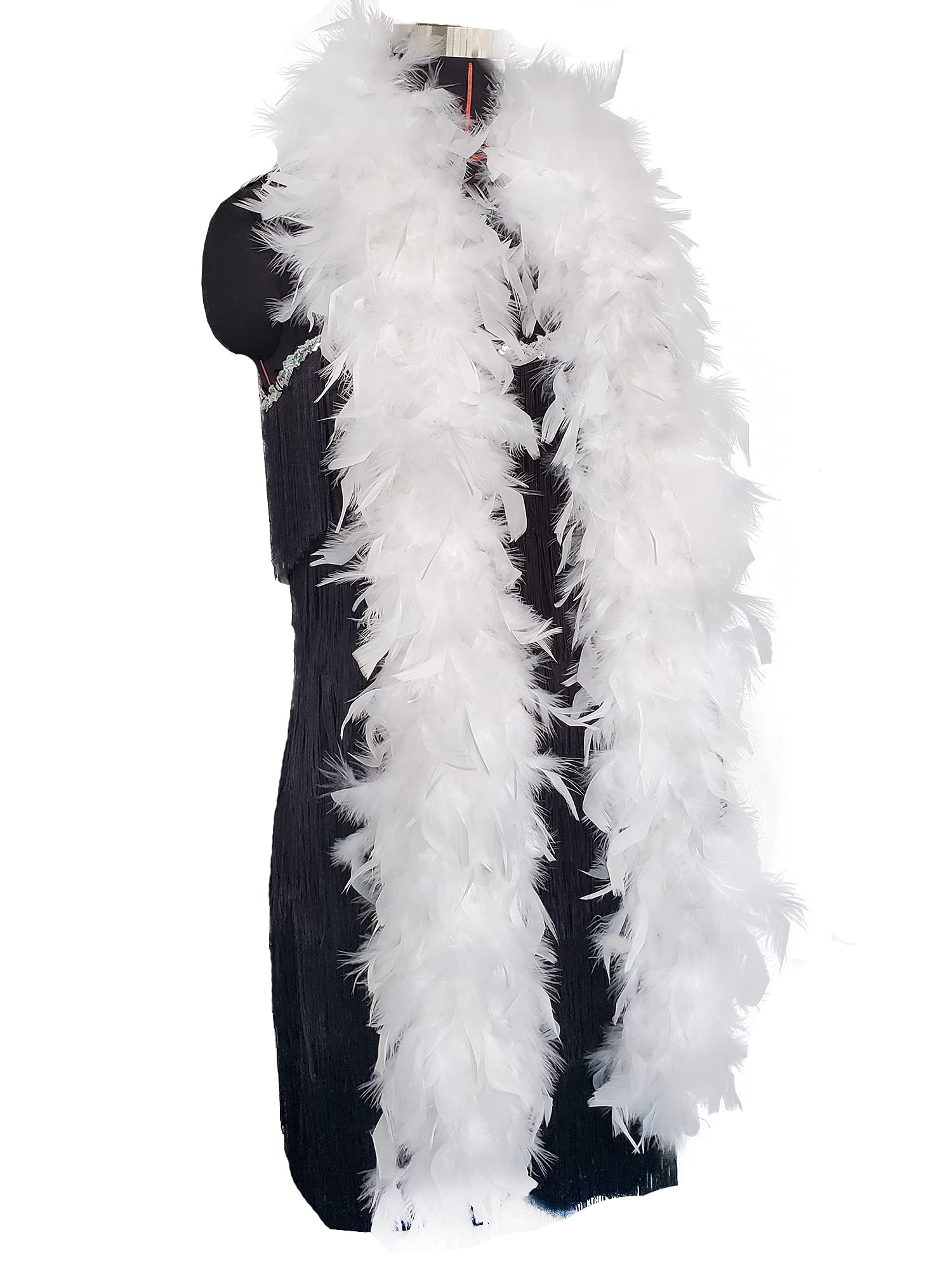 Photo 1 of 2 Yards 80g Turkey Chandelle Feather Boa for DIY Craft,Party Dancing Dress Up, Halloween Decoration-White