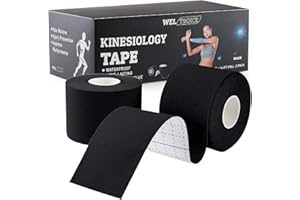 Kinesiology Tape (2/Pack) for Sports and Recovery, Water Resistant, Latex Free Premium Elastic Cotton Athletic Tape by Weltroice (2/Pack, 16.4FT Each, Black)