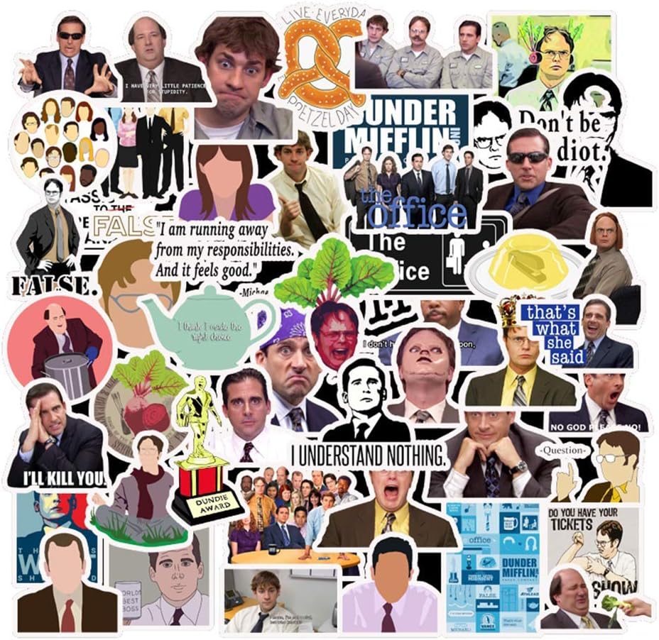 Ratgoo 50 Pcs Waterproof Vinyl Stickers of TV Show The Office to Teens Kids Men Adult Gift for Laptop Water Bottle Computer Notebook Phone Case Bottle Cup Car Bumper Bicycle Refrigerator