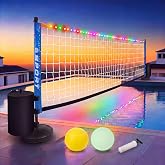Gleom Pool Volleyball Net Set with 2 Balls, Adjustable Pool Volleyball Game | Adjustable Pool Volleyball System for Adults Family Pool Party Backyard