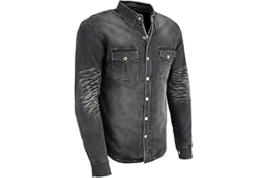 Milwaukee Leather MPM1620 Men's Black Flannel Biker Shirt w/CE Approved Armor - Reinforced w/Aramid Fibers - 3X-Large