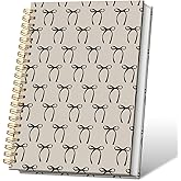 VONTP Cute Bow Spiral Notebook, Preppy Aesthetic Coquette Bow Girls School Supplies Notebook Journals For Teens, Cute Notebooks For School, Diary for Women Girls Notebook, 5.5x8.3