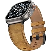 Delidigi Vintage Genuine Leather Band Compatible for Apple Watch Ultra Band 49mm 46mm 45mm 44mm 42mm, Handmade Top Grain Leather Replacement Strap for iWatch Ultra 3 2 1, SE 3 2 1, Series 11 10 9 8 7 6 5 4 3