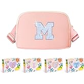 COSHAYSOO Initial Belt Bag Purse for Girls Pink Fanny Pack Crossbody Valentines Birthday gifts for 6 7 8 9 10 11 12 13 14 Year Old Girls Personalized Flower Girl Dance Recital Teen Presents Letter M
