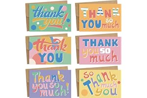 WEIZHEN Blank Cards,24-Pack Thank You Cards Set - Assorted in 6 Styles with Rustic Envelope- Perfect for Handwritten Messages,4x6 inch