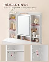 VASAGLE KAILYN Dressing Table with LED Lights White 2 Drawers Vanity Desk view 6