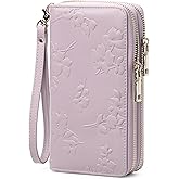 yiijay Womens Wallet RFID Blocking Large Capacity Leather Double Zip Wristlet Wallet Credit Card Phone Holder Ladies Clutch Purse Flora
