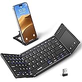 Samsers Foldable Bluetooth Keyboard with Touchpad, Full-Size Dual-Mode Wireless Folding Keyboard, Rechargeable Portable Travel for iOS Windows Android Mac OS, Support 4 Device(BT5.1x3 + 2.4G)