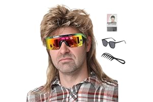 Auguyist Mullet Wig for Men, Joe Dirt, Emo, 80s 90s Costume, Halloween Accessory (Light Brown)