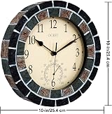OCEST 10.5 Inch Waterproof Garden Clock with Thermometer, Silent Operation view 5