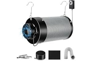 Growtent Garden Air Carbon Filter Smellines Control with Australia Virgin Charcoal for Inline Duct Fan, Grow Tent, Pre-filter Included (4"(Filter+Fan+Ducting+Vent Cover))