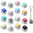 Yeetec 16 Pack Fidget Keyboard Keychain Toys, Finger Keyboard Fidget Toy, Keycap Fidget Keychain for Stress Relief, DIY Crafts, Party Supplies, 16 Colors
