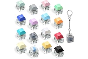 Yeetec 16 Pack Fidget Keyboard Keychain Toys, Finger Keyboard Fidget Toy, Keycap Fidget Keychain for Stress Relief, DIY Crafts, Party Supplies, 16 Colors