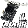 10 Port SATA PCIe Expansion Card, 6Gbps PCI Express x1 to SATA 3.0 Controller for Windows XP/7/8/10 SSD HDD