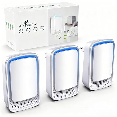 Air Ionizers for Home (3 Pack), Negative Ion Generator, Quiet Air Freshener for Bedroom, Office, Kitchen, Portable Air Filter Odor, Smoke Dust, Pets, Eliminator, Mini Air Cleaner