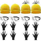 TUSAUW 12PCS Halloween Costume Accessories Yellow Beanie Knit Hat Goggles Glasses Gloves for Halloween Cosplay Set