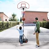 Yaheetech Adjustable Portable Basketball Stand Backboard Hoop Red Wheels view 2