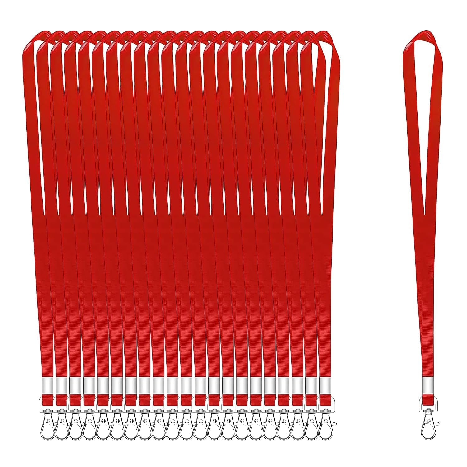 XHDA 100PCS Red Lanyards for Neck, Lanyards for ID Badge, Lanyard with Metal Swivel Hook for ID Card Badge Holder โ image 1