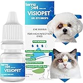 TERRAPET Visiopet Pet Eye Drops - Eye Drops for Dogs and Cats Vet-Recommended Dog Eye Infection Treatment to Soothe Infection Allergy,Relieve Dry Eyes Pink Eyes, Pet Tear Stain Cleaner 1/8 oz /5 ml