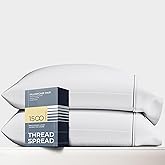 THREAD SPREAD 100% Egyptian Cotton Pillow Cases King Size Set of 2 - Luxury 1500 Thread Count Sateen White Pillow Covers, Soft & Breathable 5 Star Hotel-Quality Pillowcases, Fits King Size Pillows