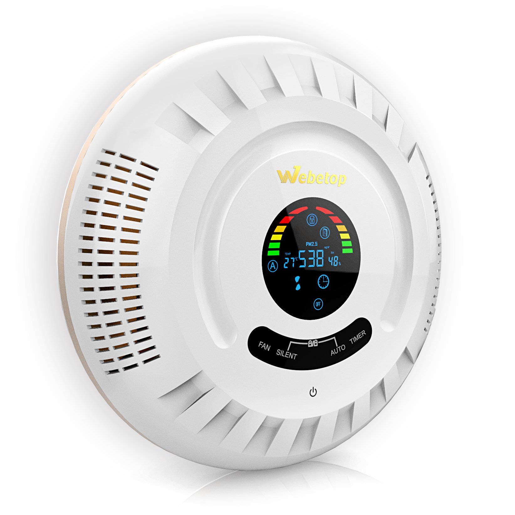 Webetop Air Purifier 6-in-1 True HEPA Filter Wall-mounted Air Purifier for Large Room 322 sq. ft Odor Allergies Eliminator Dust Germs Mold Pet Dander Pollen Air Monitor Function