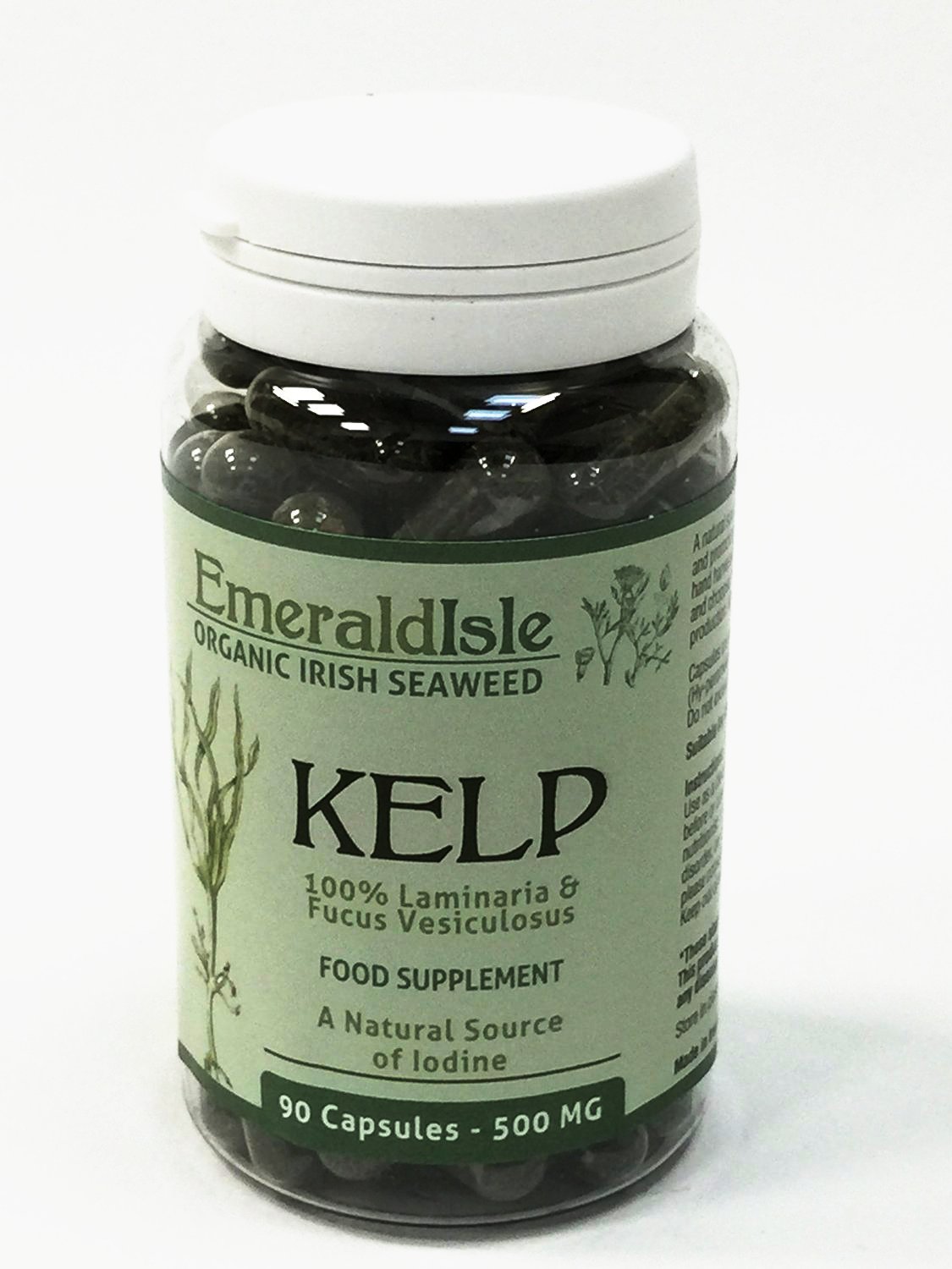 Kelp seaweed tablets 500 mg 90 Capsules Certified Organic Harvested in