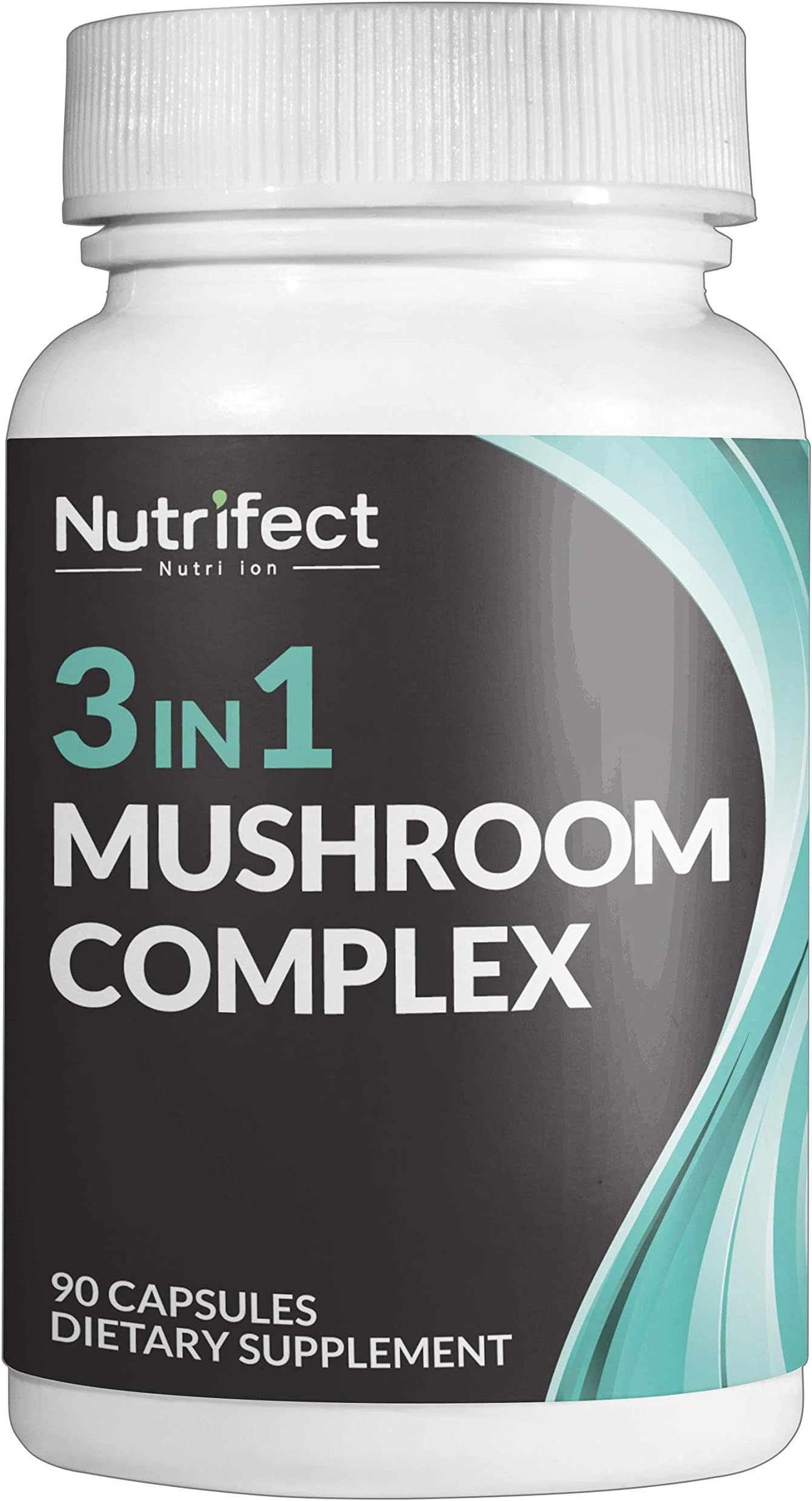 Nutrifect Nutrition 3-in-1 Mushroom Supplement - Lions Mane, Cordycepts, Reishi - Lets You Throw Away Useless Supplements, Supports Brain Health, Immune System, Natural Energy Booster, 90 Caps
