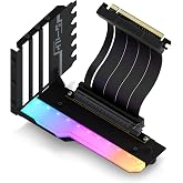 EZDIY-FAB Shield ARGB Vertical GPU Mount, 115mm PCIe 4.0 Riser Cable, Black | Dual-Lock Structure, Heavy GPU Support, 7 Full-Open Slots, Gen 4 Riser Cable, 90&deg; Angle Connector, 5V 3-Pin ARGB Sync