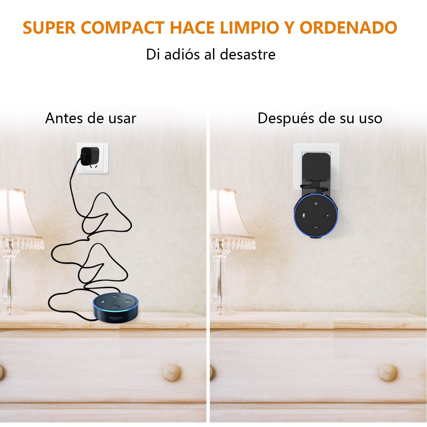 Soporte de Pared para Amazon Echo Dot 2nd Generation, bedee Soporte de Suspensión de Montaje en Pared Soporte de Segunda Generación Dot Accesorios de Ahorro de Espacio para Su Altavoz Smart Home y otro Altavoz Redondo