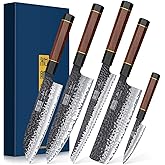 HOSHANHO 5 Pieces Knife Set, Japanese High Carbon Steel Kitchen Knife Sets, Professional Ultra Sharp Chef Knives Set with Ergonomic Rosewood Handle