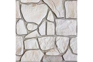 COMSTICKC 3D Faux Stone Wall Panel Peel and Stick Wall Tiles, 10 Pcs of 12"X12", Ultra-Light Thin PVC Rock Adhesive Fake Stone Paneling Backsplash Interior Decor (Beige)