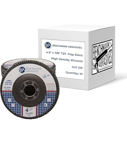 Mido Professional Abrasive Flap Disc F Benchmark Abrasives 4-1/2 Flap Discs - Surface Conditioning Wheels For Angle Grinders (5 Pack) Sanding Discs