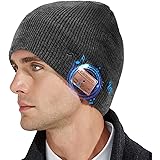 Lukasa Bluetooth Beanie Hat,Mens Gifts V5.0 Unisex Wireless Knitted Cap Winter Warm Hats for Outdoor Sports Running with Ster