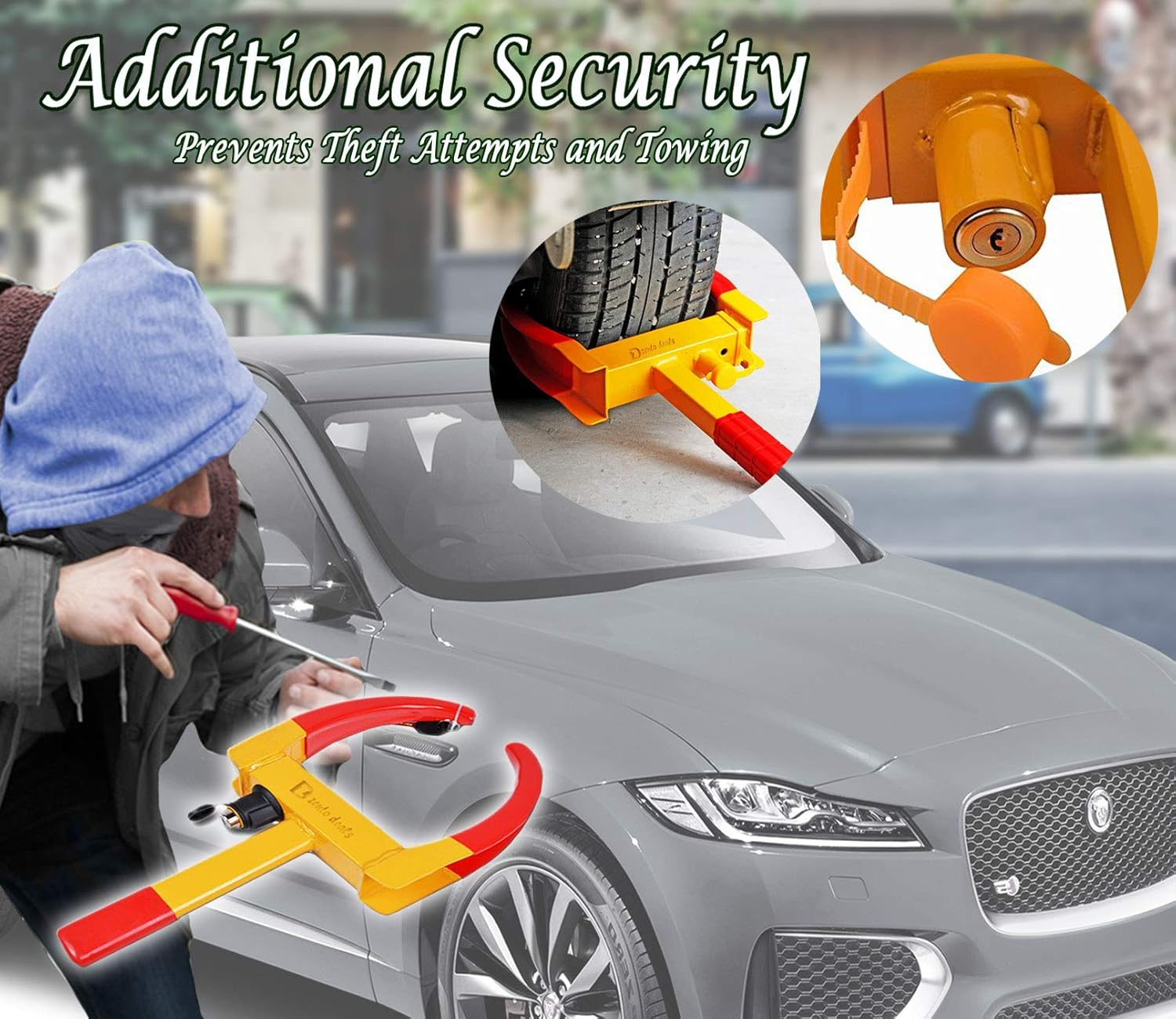 Zento Deals 2 Pack Security Tire Clamp Heavy Duty Anti- Theft Vehicle Wheel Lock: Automotive