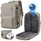 suradar Vacuum Seal Travel Backpack Built-in Pump,Air Compression System Vacuum Vacpack Travel Bag for Women Men Carry On Suitcase Luggage Laptop Airlines Approved Daypack Space Saver Bags Grey Brown