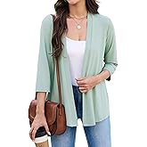 Yekaty 3/4 Sleeve Cardigan for Women Lightweight Open Front Summer Soft Drape Cardigans