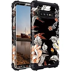 Casetego Compatible with Galaxy S10 Case,Floral Three Layer Heavy Duty Hybrid Sturdy Shockproof Full Body Protective Cover Ca