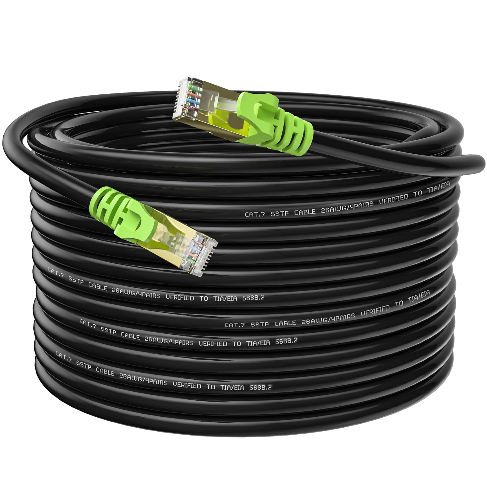Photo 1 of Outdoor Cat 7 Ethernet Cable 400ft, 26AWG Heavy-Duty Cat7 Networking Cord Patch Cable RJ45 Transmission Speed 10GbpsTransmission Bandwidth 600Mhz LAN Wire Cable SFTP Waterproof Direct Burial