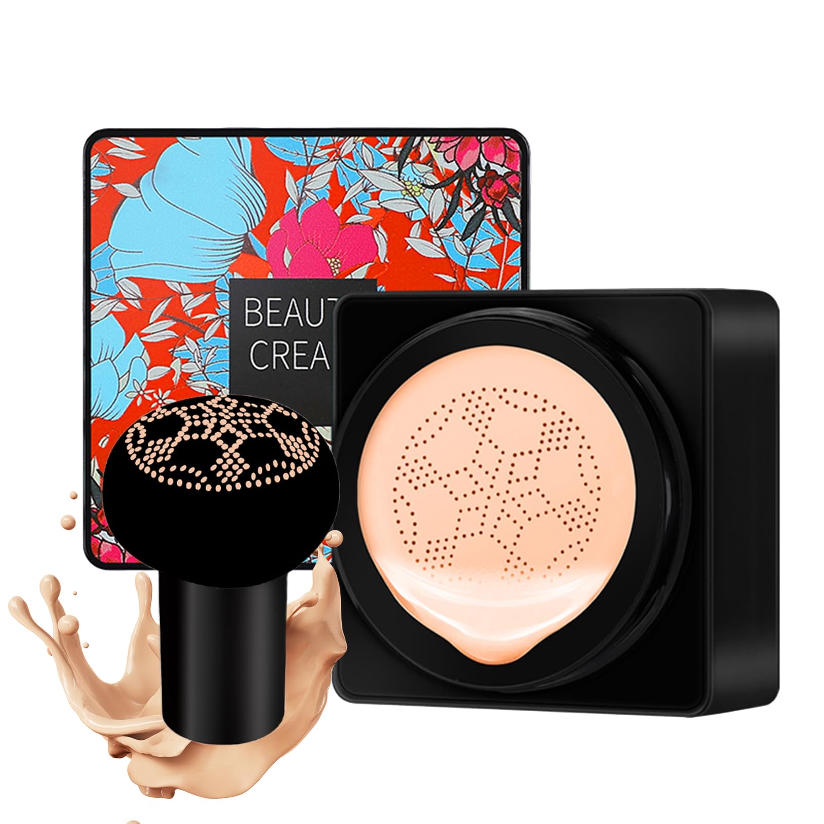 Mushroom Head Air Cushion CC Cream, BB Cream, Moisturizing Concealer, Nude Makeup, Brightening Pigment Liquid Foundation, Cushion Foundation (Natural)