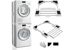 Kiss Core Washer Dryer Stacking Kit 29 inch, Universal Washer and Dryer Stacking Kit with Pull Out Drying Rack, Adjustable 29"/28"/27"/26"/25"/24" Stacking Kit with Ratchet Strap